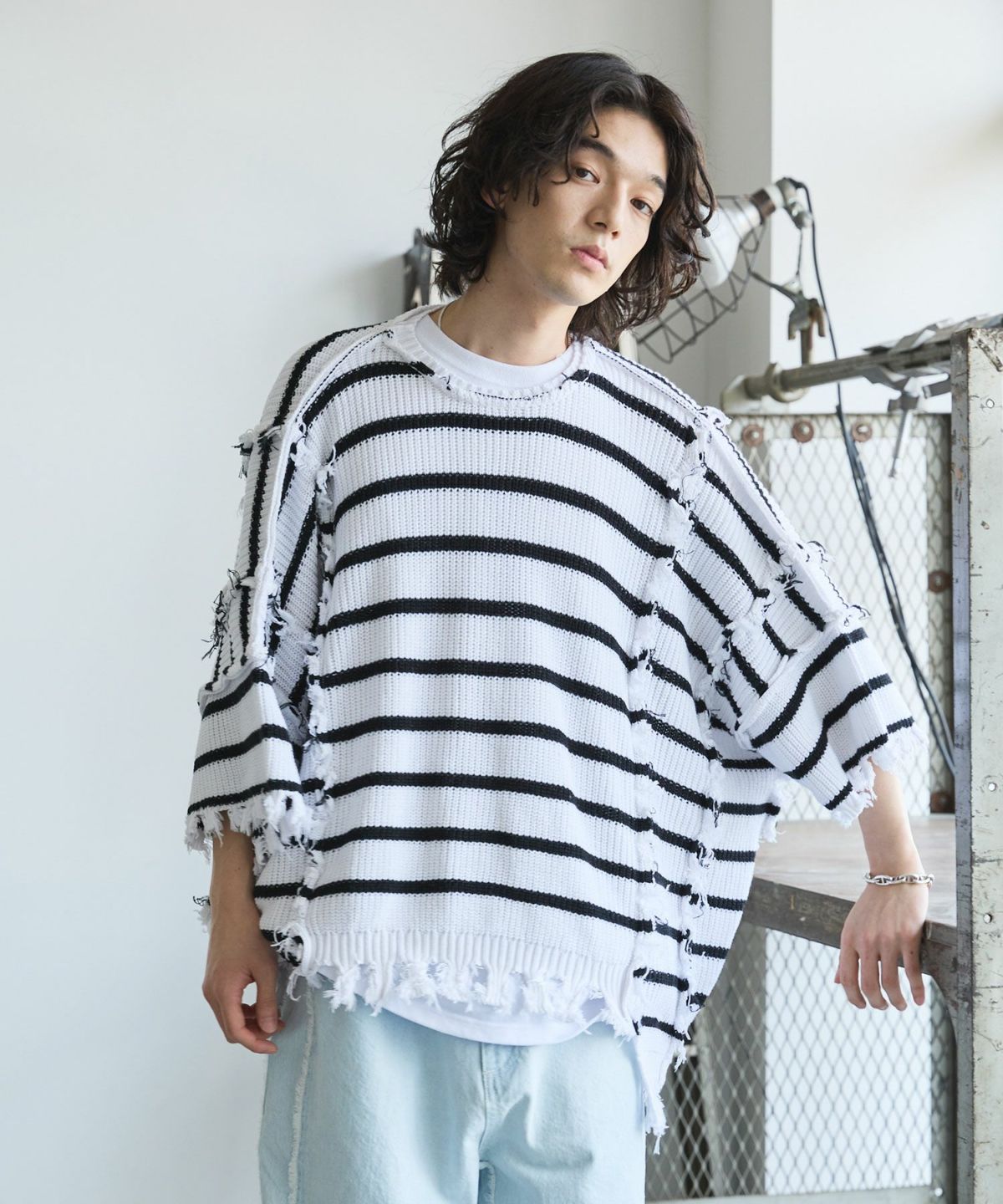 [DISCOVERED×OPENING ACT] BORDER DOCKINGCOLLAGE KNIT