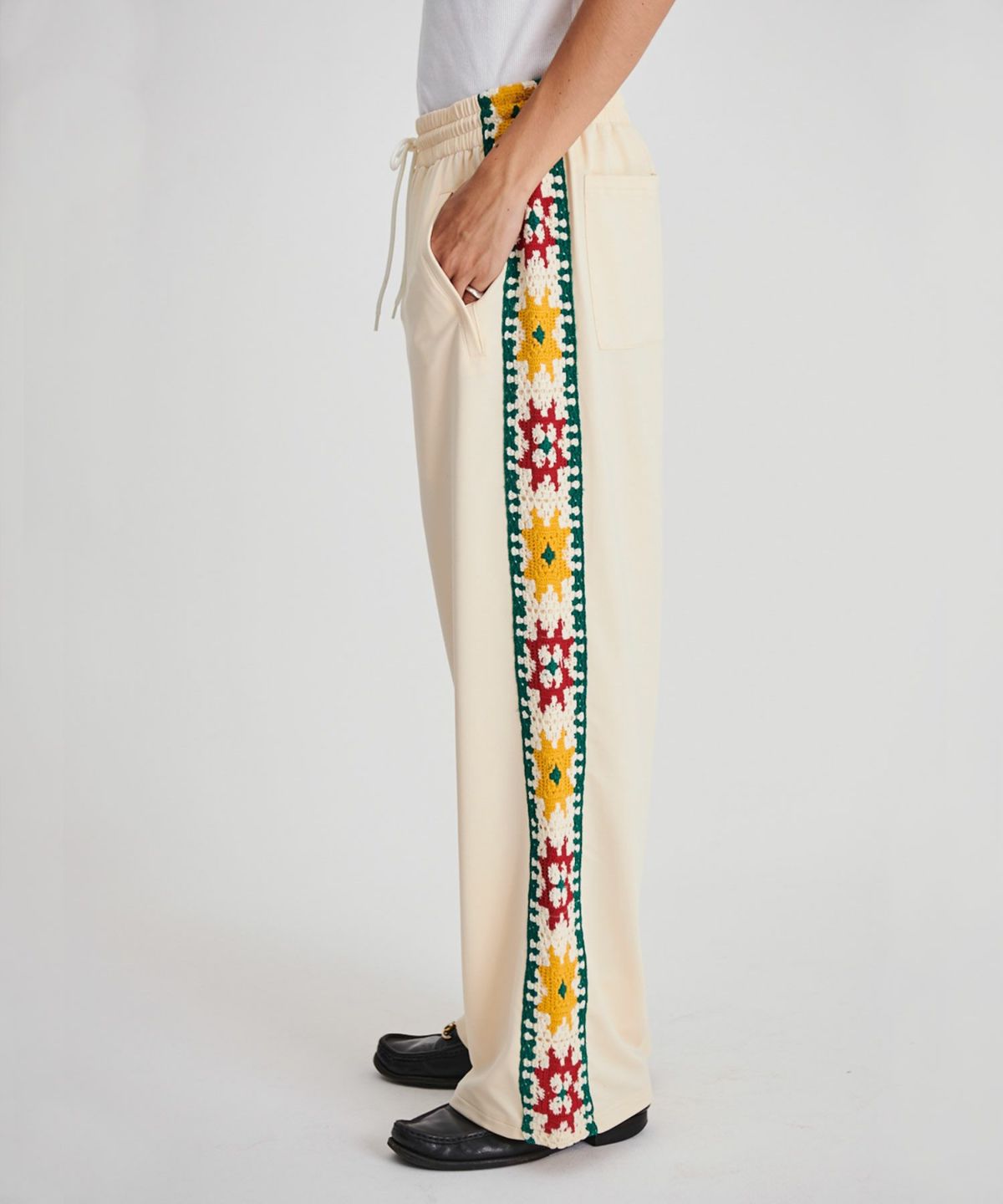 DISCOVERED]CROCHET LINE TRACK PANTS | OPENING ACT