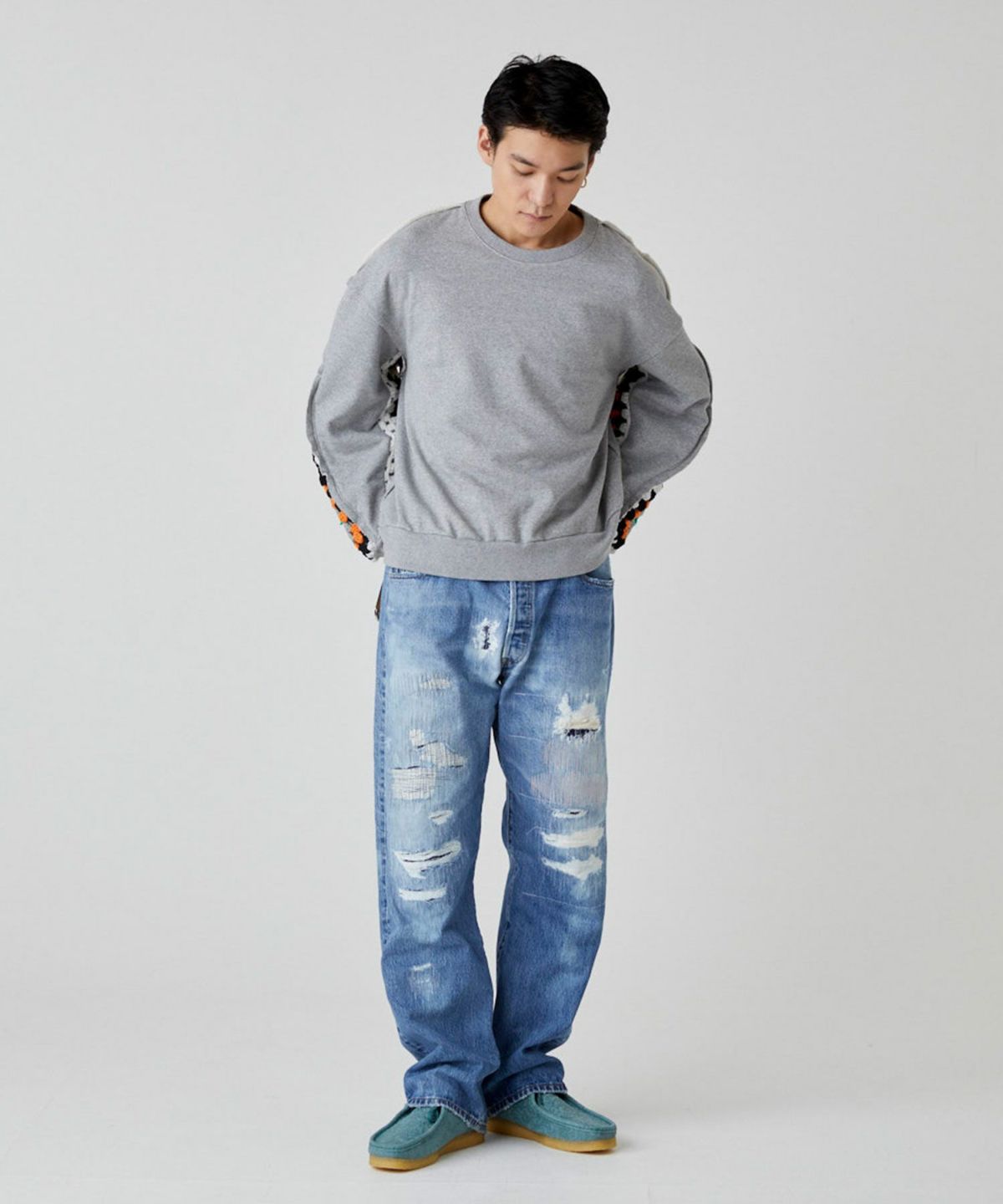 DISCOVERED]DAMAGE REPAIR DENIM PANTS 〓予約販売・2024年3～4月頃お