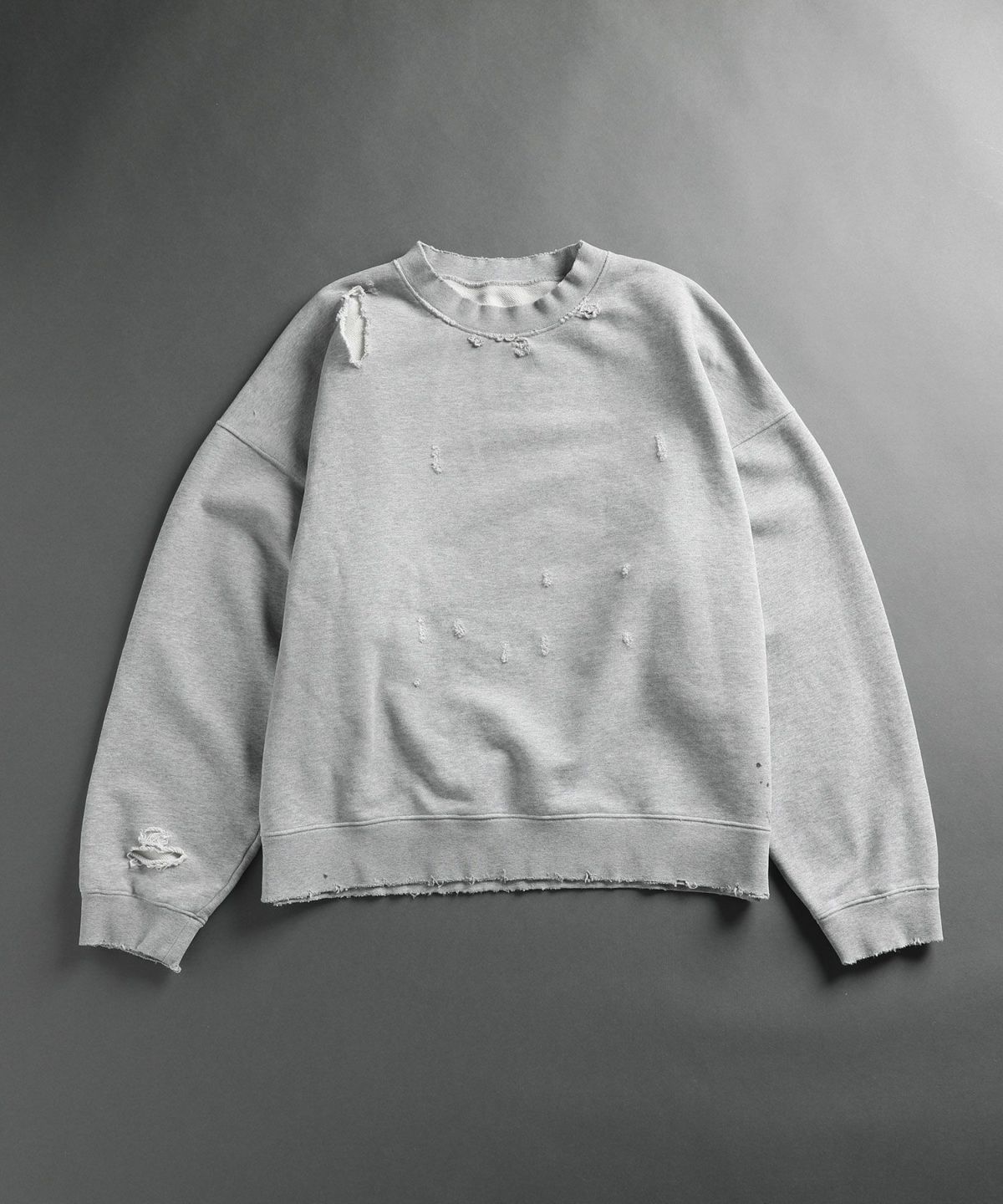 期間限定30％OFF! [OPENING ACT] リアルヴィンテージ加工ヘヴィーウエイトダメージクルースウェット トップス