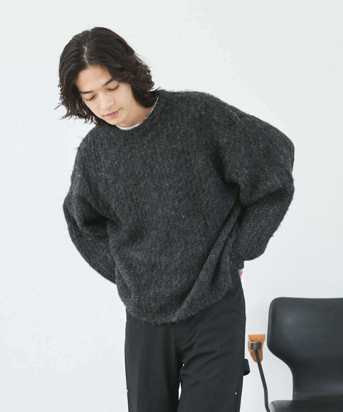 OPENING ACT] モヘアミックスショートレングスクルーネックニット