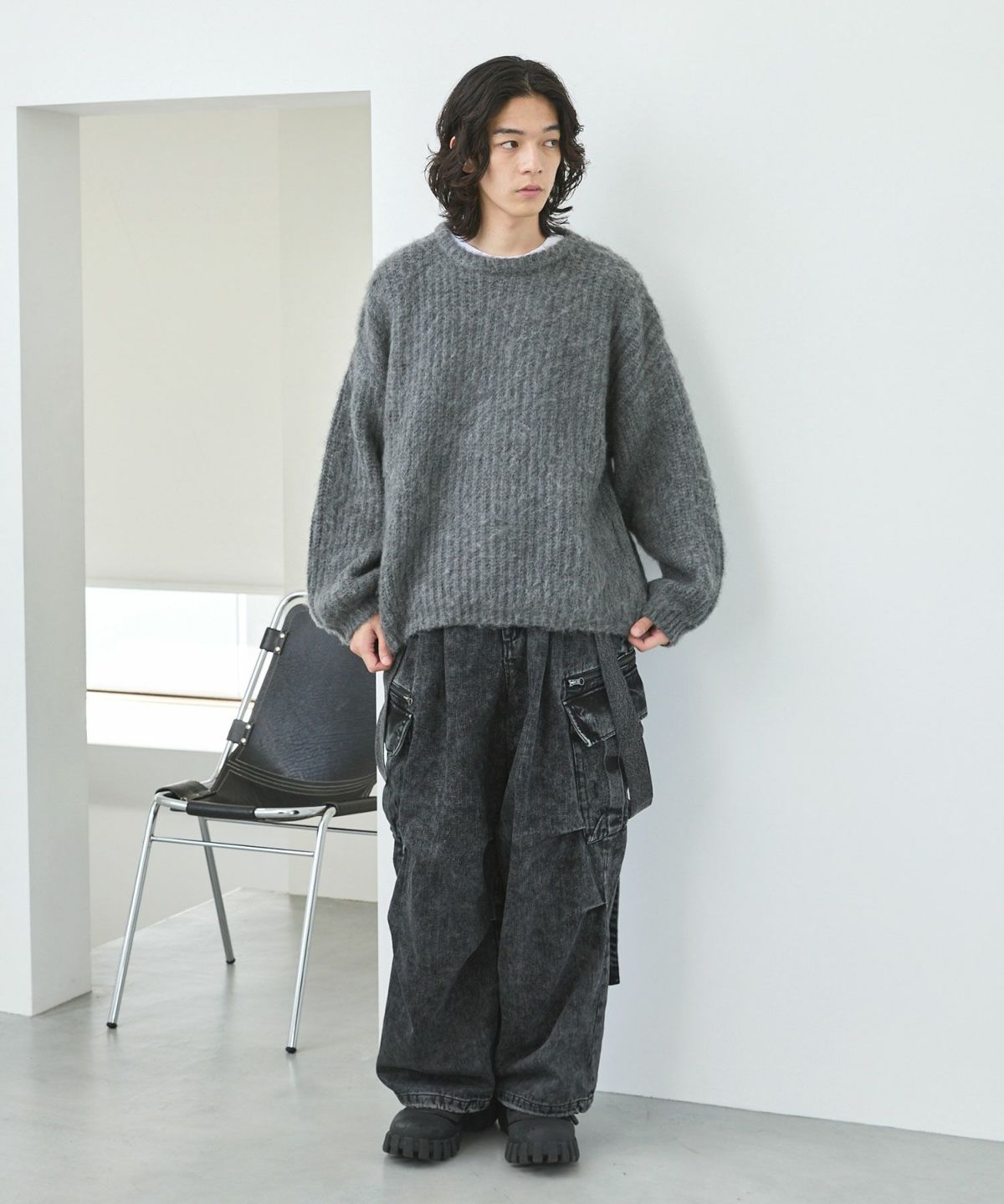 OPENING ACT] モヘアミックスショートレングスクルーネックニット