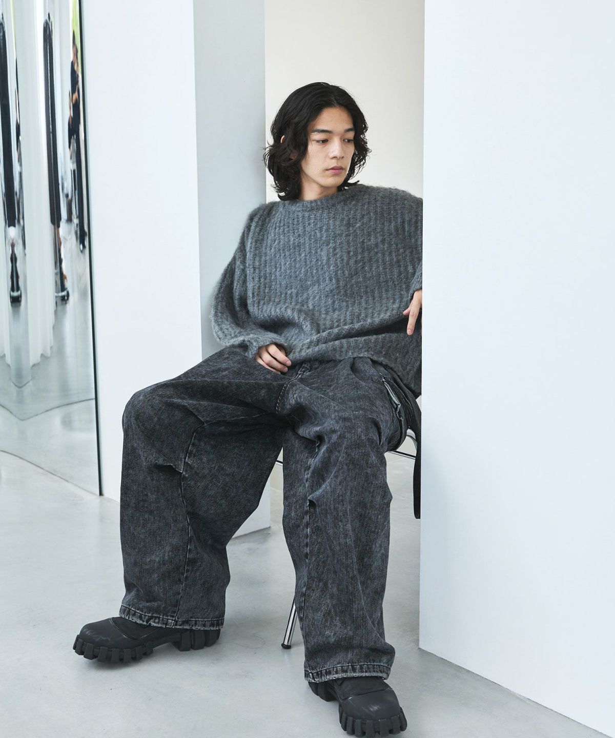 OPENING ACT] モヘアミックスショートレングスクルーネックニット