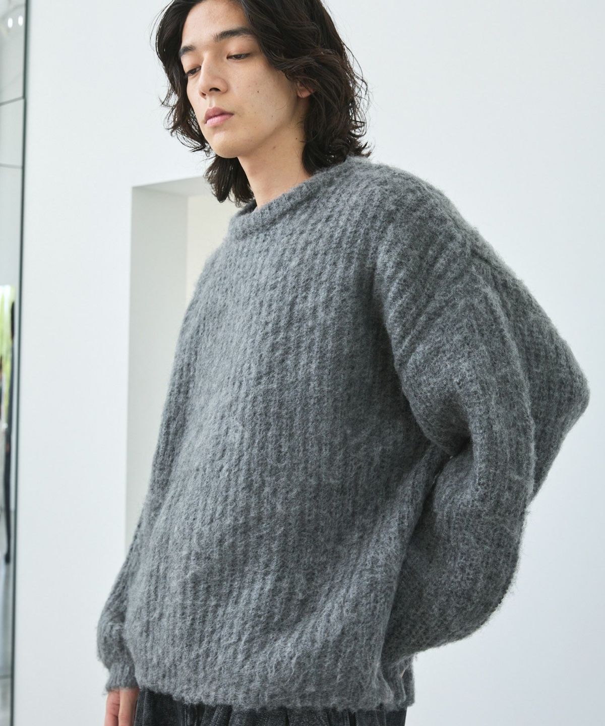 OPENING ACT] モヘアミックスショートレングスクルーネックニット