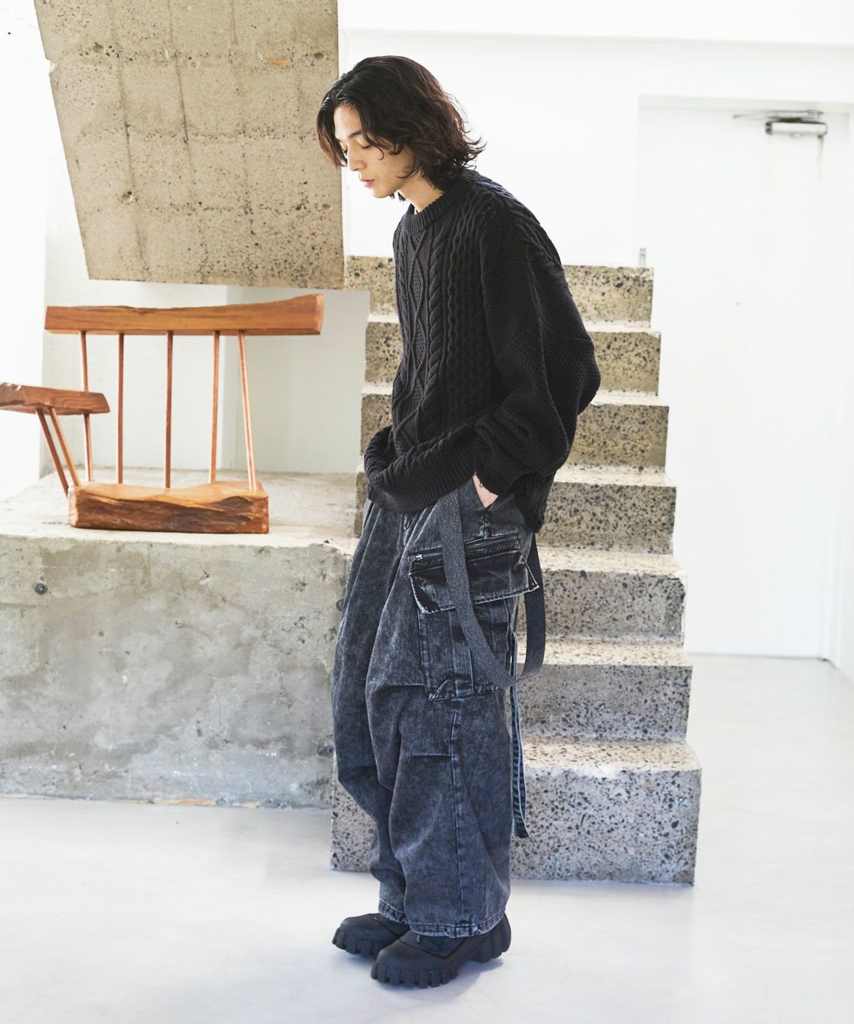 VICTIM × OPENING ACT] Exclusive-DAMEGE CABLE KNIT | OPENING ACT