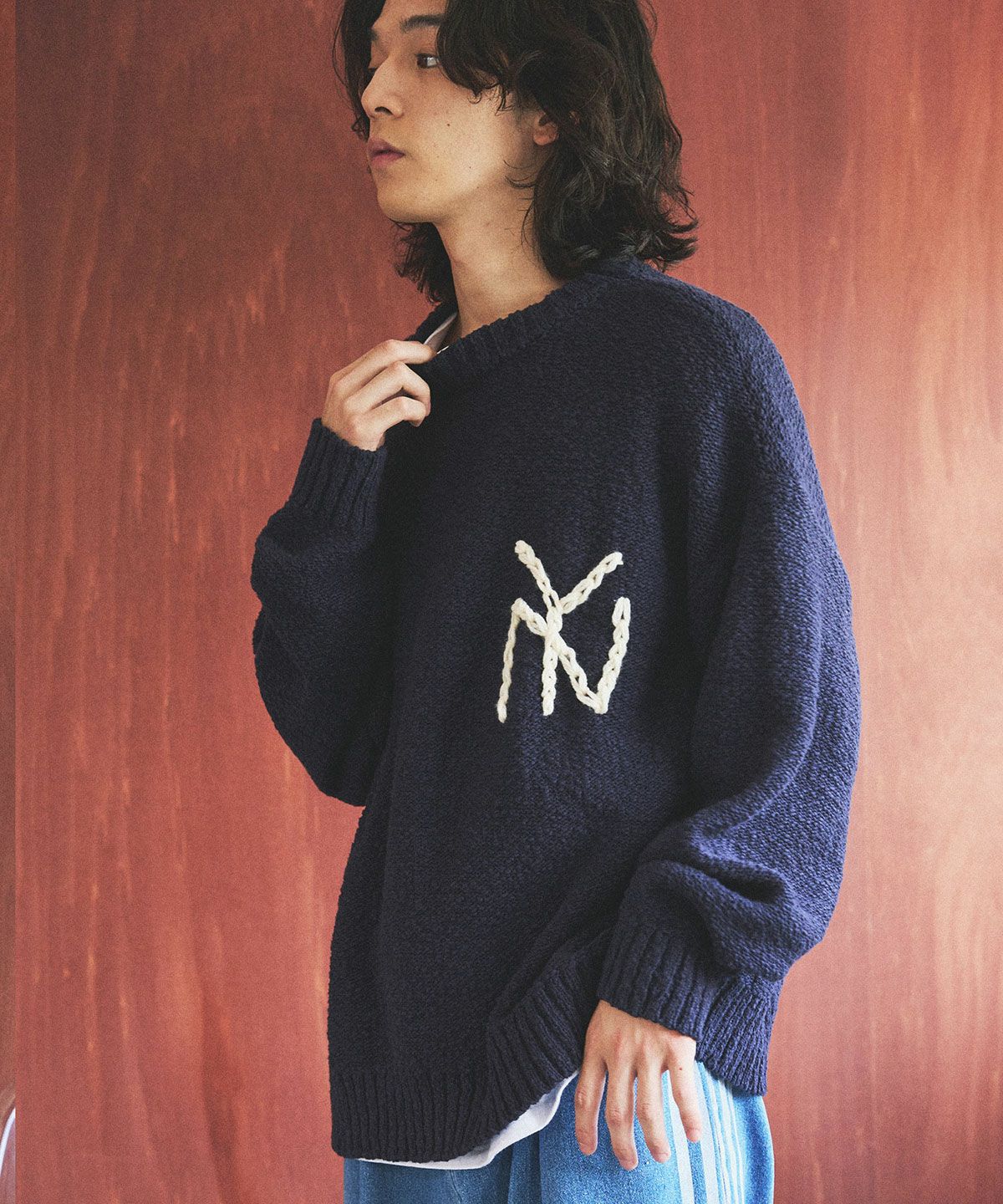 Who not how　　　ハンドステッチ　薄手　ニット　ウール　ブラック FREAK'S STORE（フリークスストア）の「ハンドステッチ ニット/プル