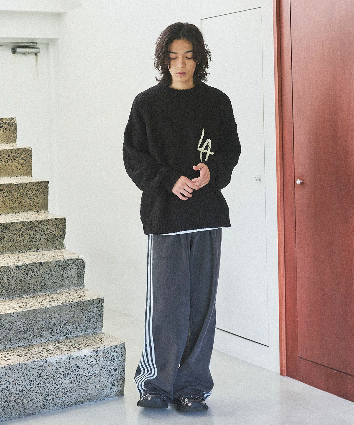 DISCOVERED × OPENING ACT] ハンドステッチワンポイントスラブクルー