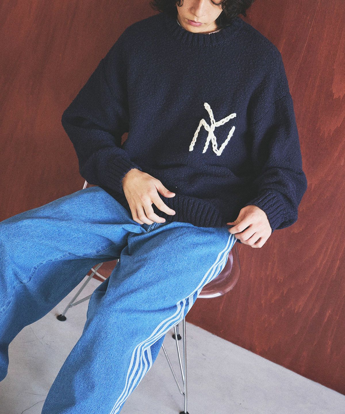 DISCOVERED × OPENING ACT] ハンドステッチワンポイントスラブクルー