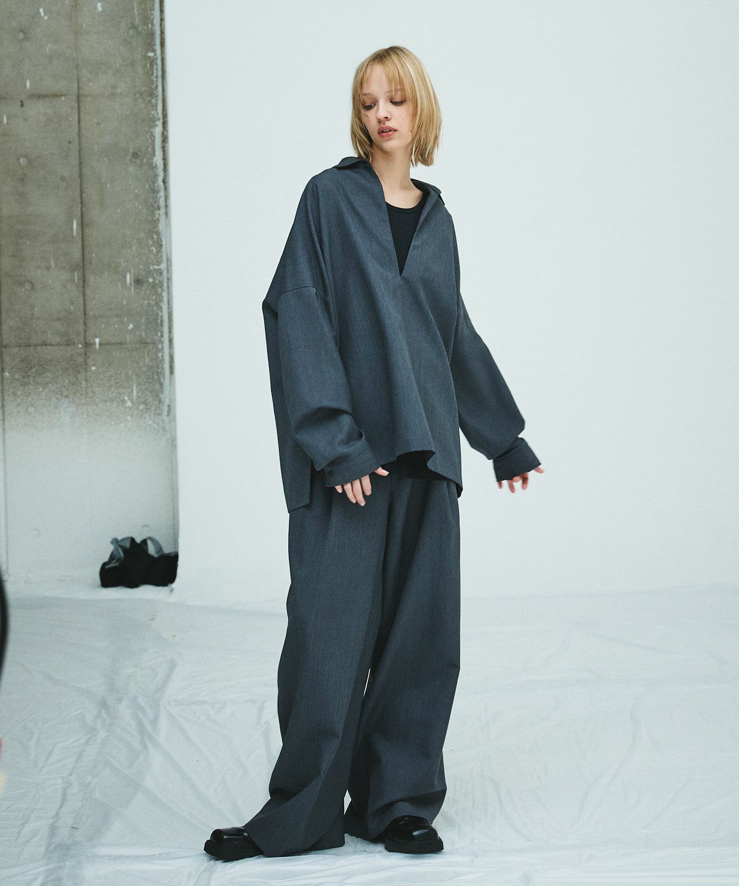 OPENING ACT]尾州ウールスキッパービッグシルエットロングスリーブ  