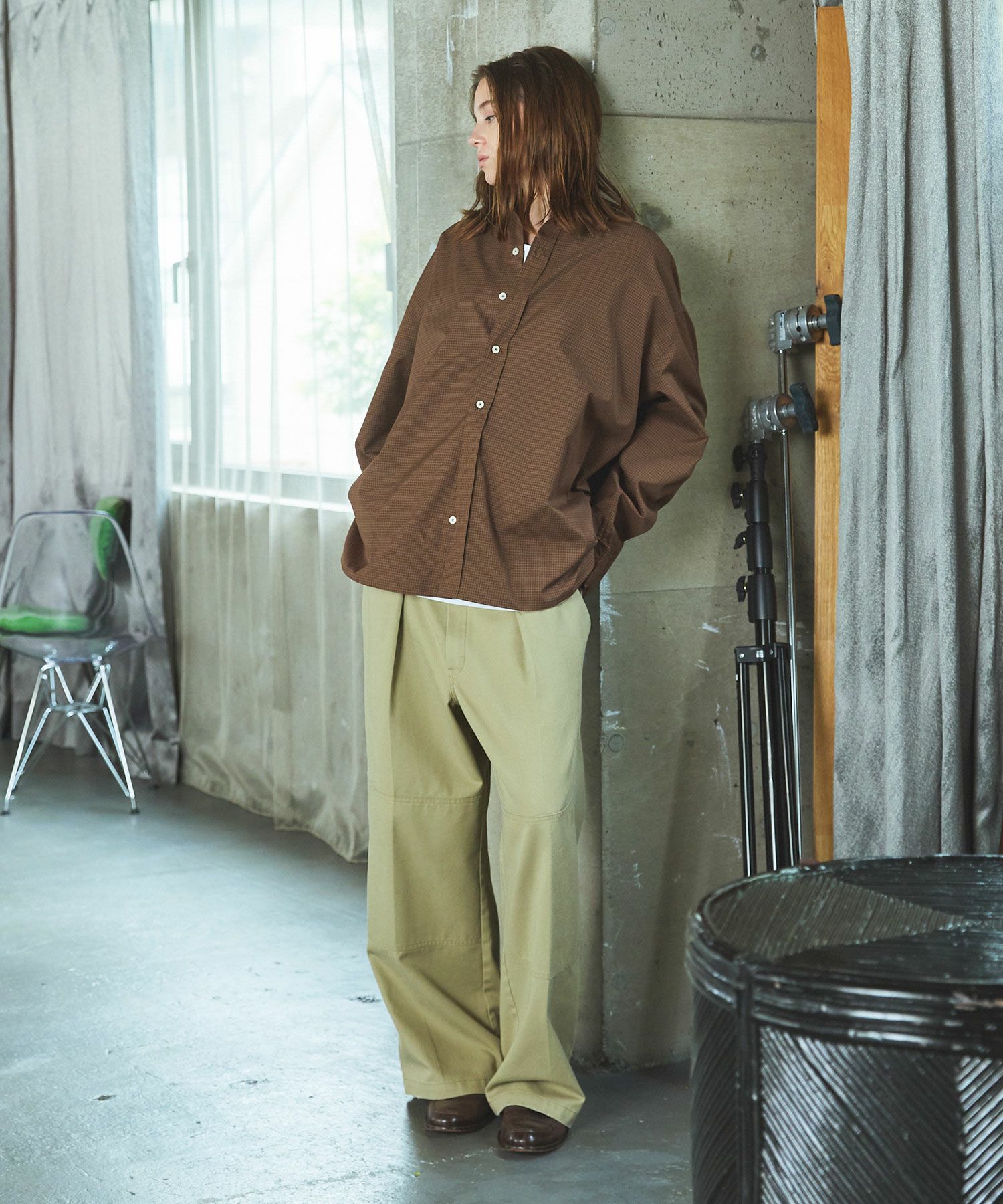 OPENING ACT 7DAYSミニチェックリラックスフィットシャツ Sサイズ OPENING ACT] 7DAYS AUTUMN CHECK RELAX FIT SHIRT 〓予約販売