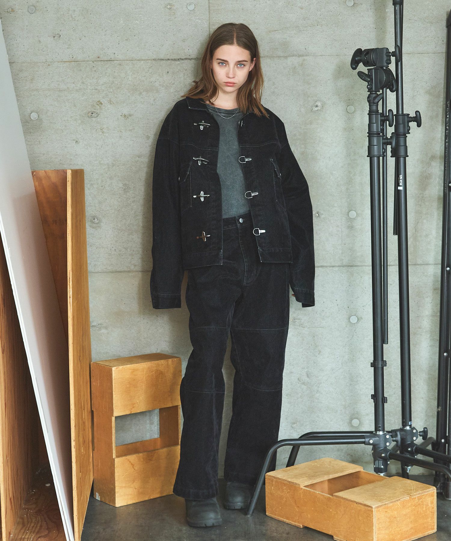 OPENING ACT] ベロアデニムバギーダブルニーパンツ | OPENING ACT