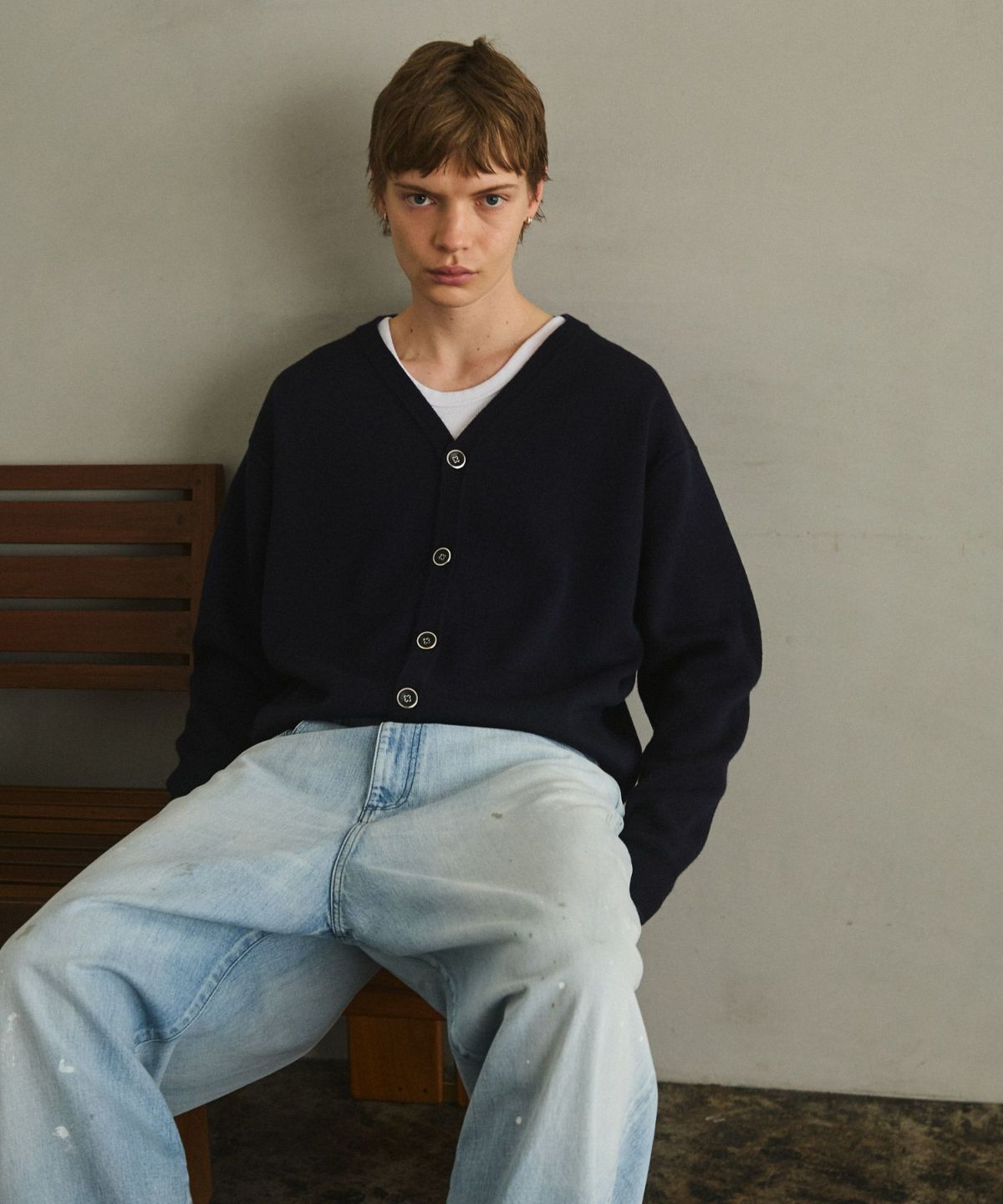 OPENING ACT] WOOLミックスリバーシブルVネックカーディガン | OPENING ACT