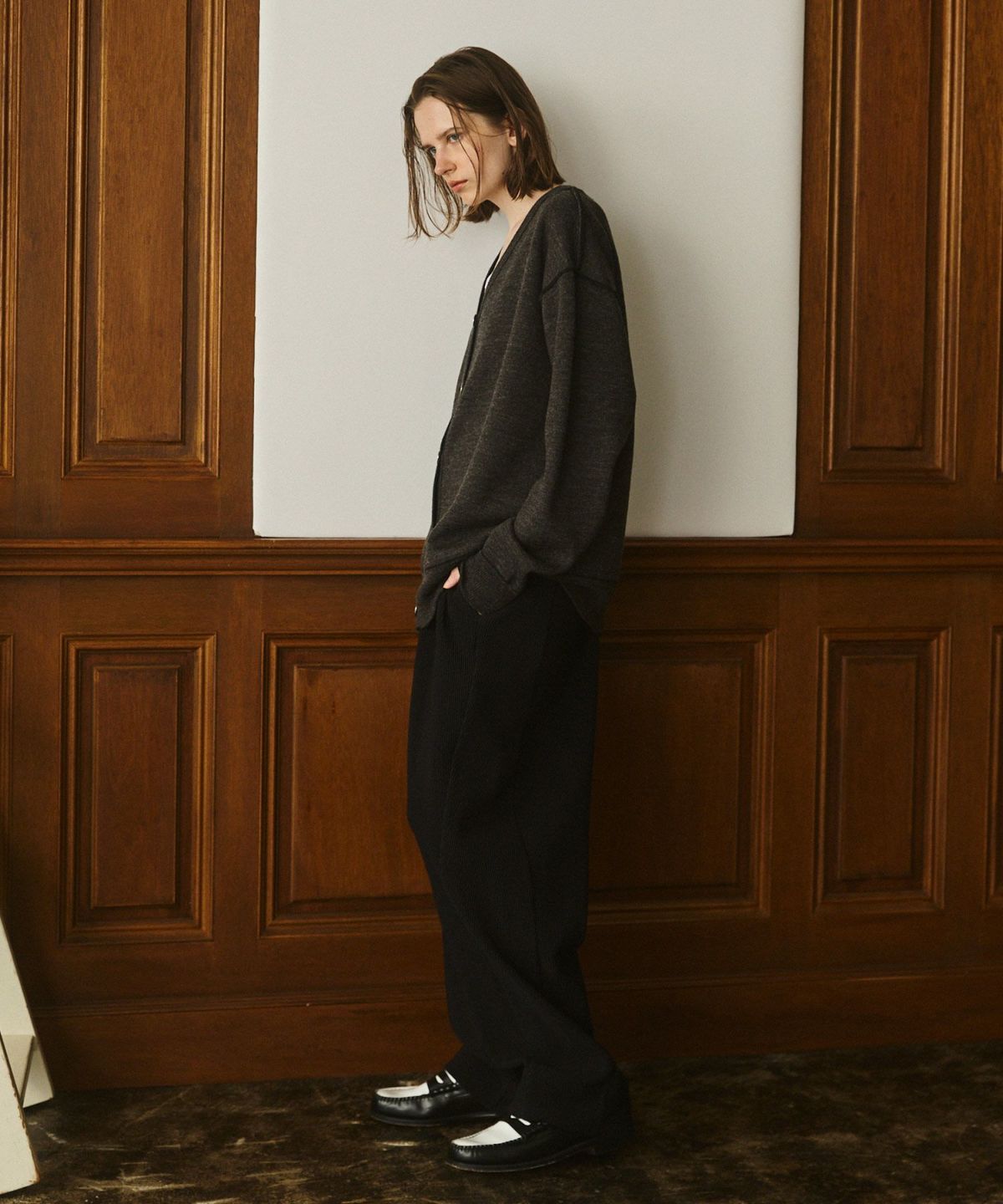 OPENING ACT] WOOLミックスリバーシブルVネックカーディガン | OPENING ACT