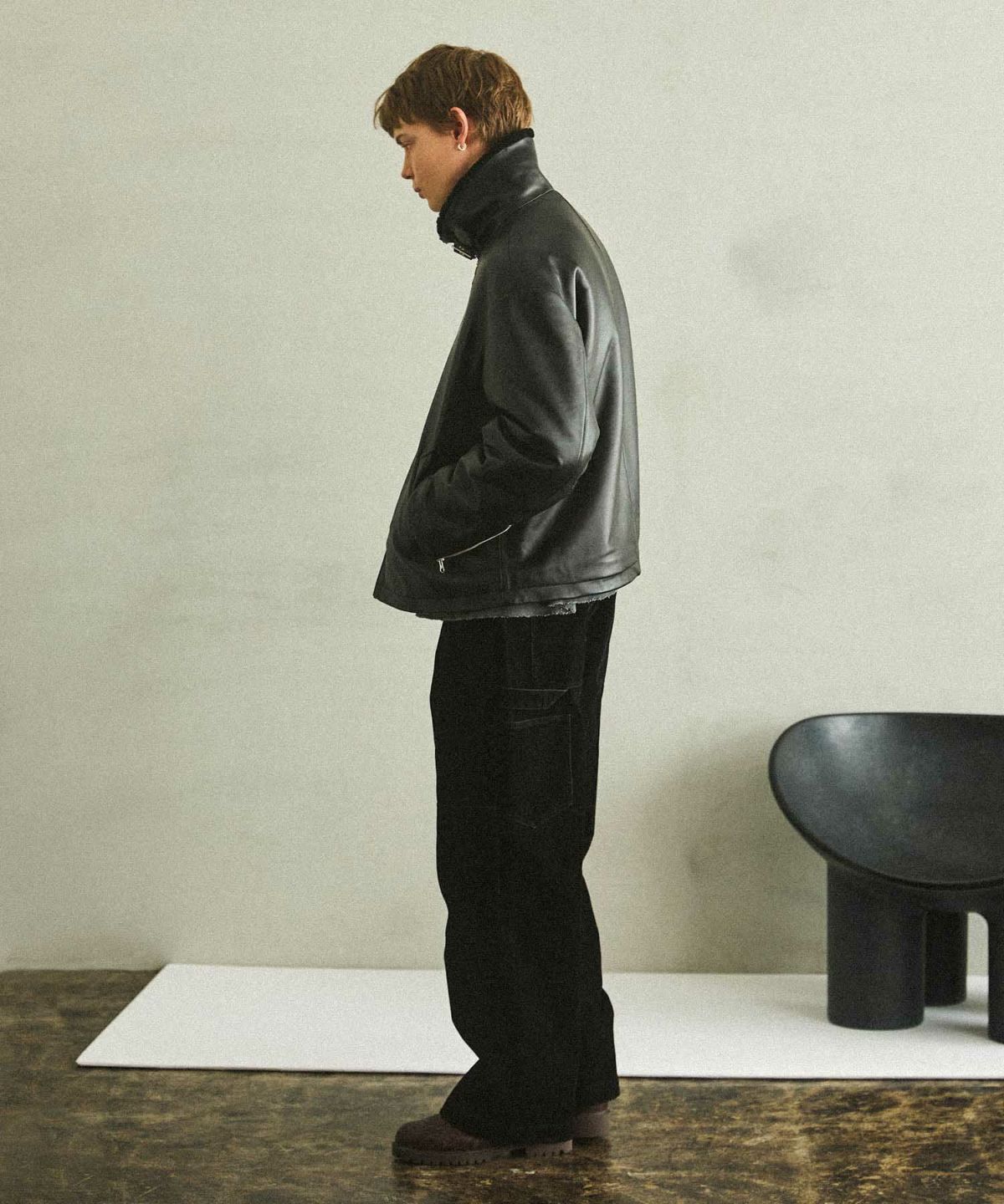 OPENING ACT] リアルレザームートンハイネックジャケット | OPENING ACT