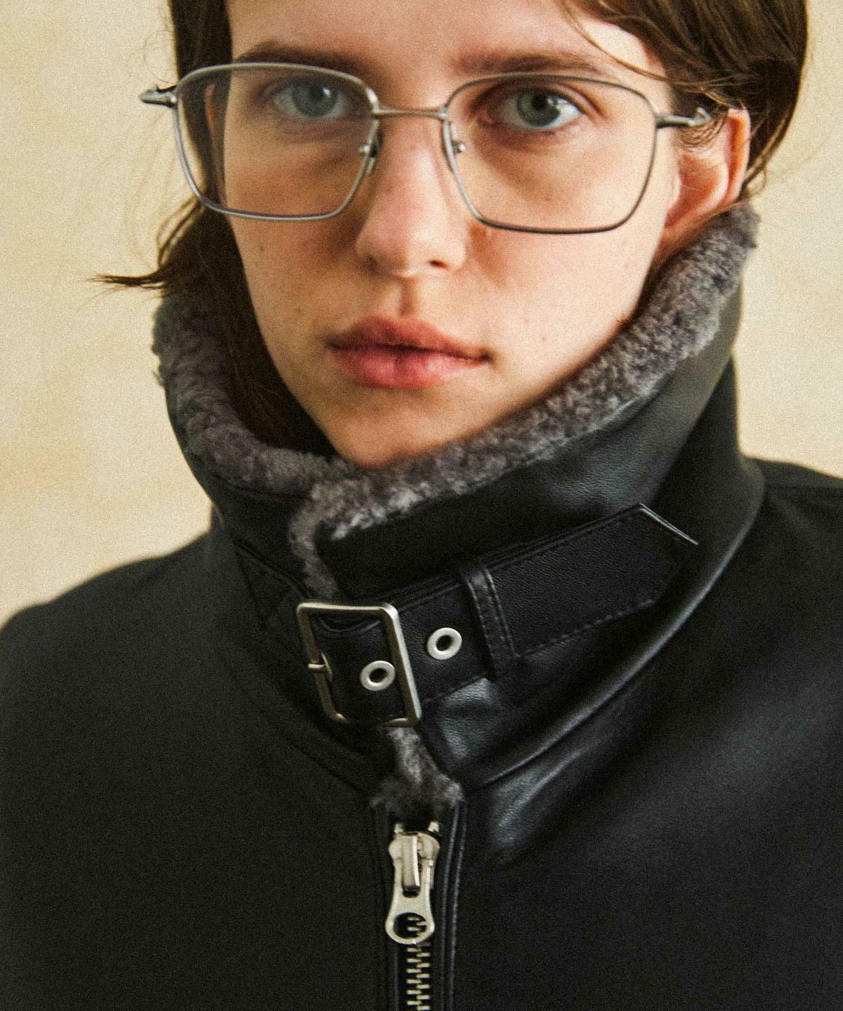 OPENING ACT] リアルレザームートンハイネックジャケット | OPENING ACT