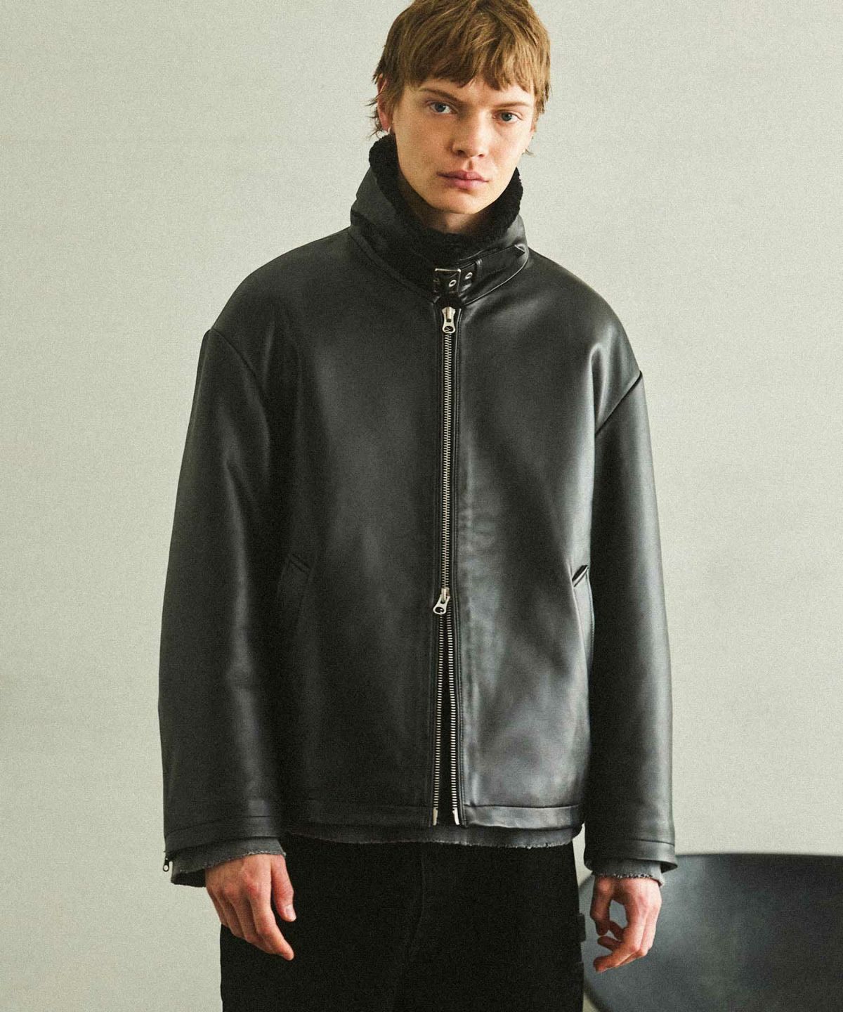 OPENING ACT] リアルレザームートンハイネックジャケット | OPENING ACT
